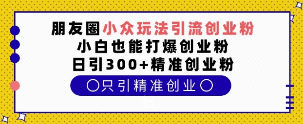 朋友圈小众玩法引流创业粉，小白也能打爆创业粉，日引300+精准创业粉【揭秘】-财兔窝项目网