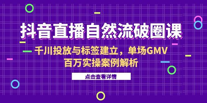 抖音直播自然流破圈课-6月，千川投放与标签建立，单场GMV百万实操案例解析-财兔窝项目网