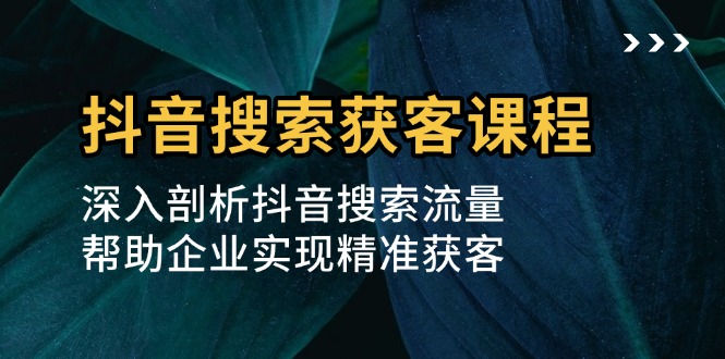抖音搜索获客课程：深入剖析抖音搜索流量，帮助企业实现精准获客-财兔窝项目网