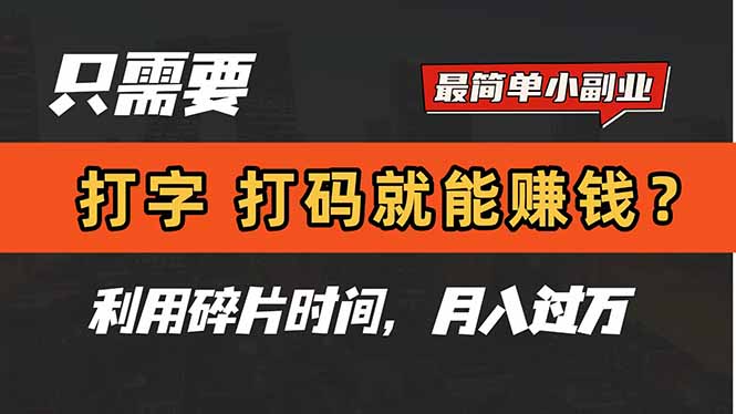只需要打字，打码，就能赚钱？简单的赚钱小副业，利用碎片时间，月入过万-财兔窝项目网