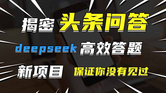 头条问答，刚出的新玩法！保证你没见过！用DeepSeek去高效答题，一个账…-财兔窝项目网