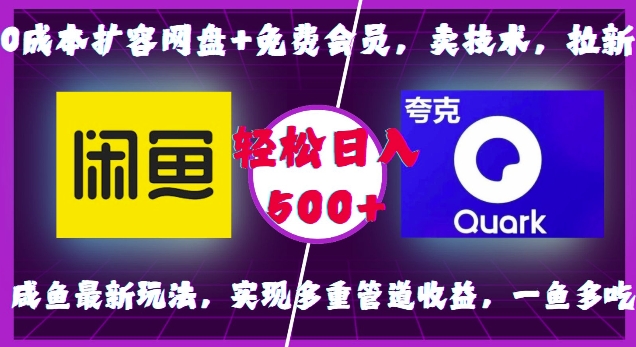 0成本扩容网盘+免费会员，卖技术，拉新，咸鱼最新玩法，实现多重管道收益，一鱼多吃，轻松日入500+-财兔窝项目网