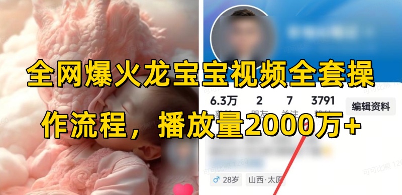 全网爆火龙宝宝视频全套操作流程，播放量2000万+-财兔窝项目网