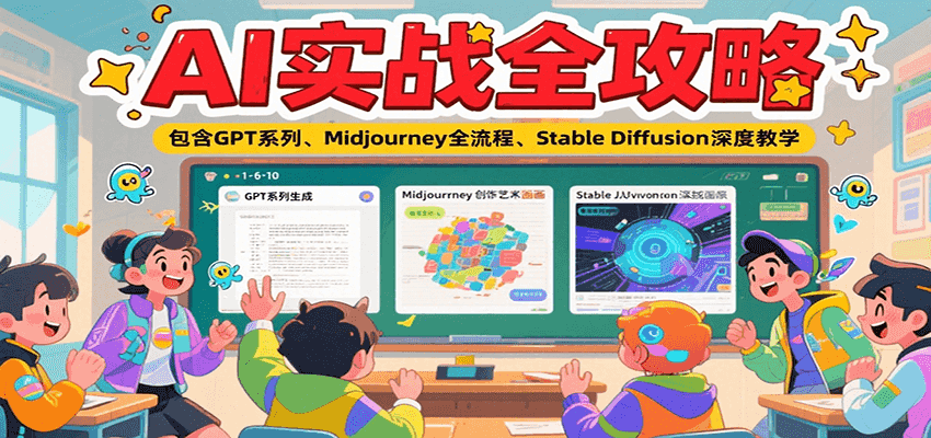 AI实战全攻略，包含GPT系列、Midjourney全流程、Stable Diffusion深度教学-财兔窝项目网