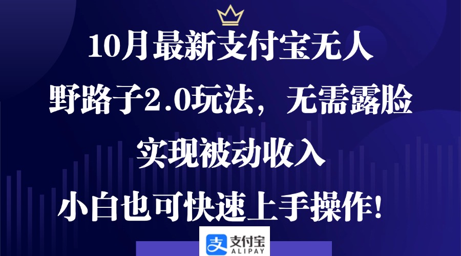 10月最新支付宝无人野路子2.0玩法，无需露脸，实现被动收入，小白也可…-财兔窝项目网