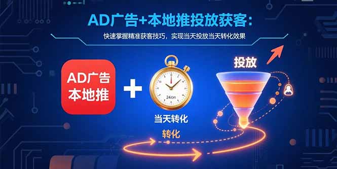 AD广告+本地推投放获客：快速掌握精准获客技巧，实现当天投放当天转化效果-财兔窝项目网