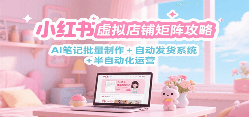 小红书虚拟店铺矩阵攻略：AI笔记批量制作 + 自动发货系统 + 半自动化运营-财兔窝项目网
