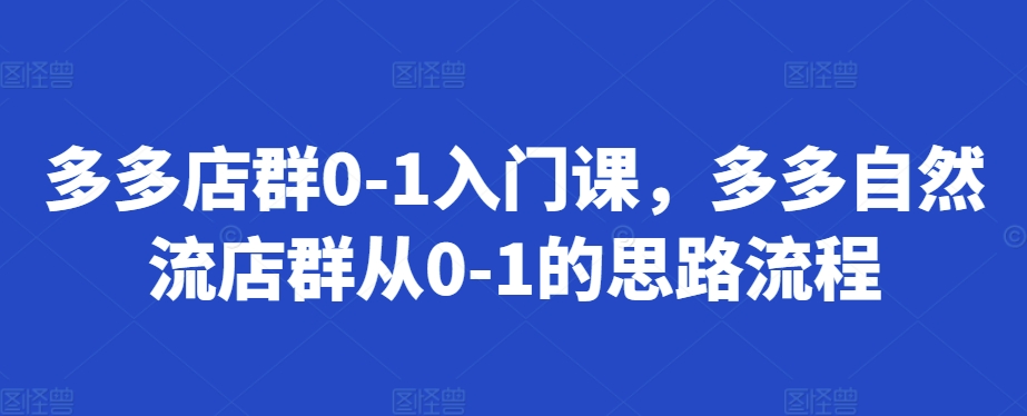 多多店群0-1入门课，多多自然流店群从0-1的思路流程-财兔窝项目网
