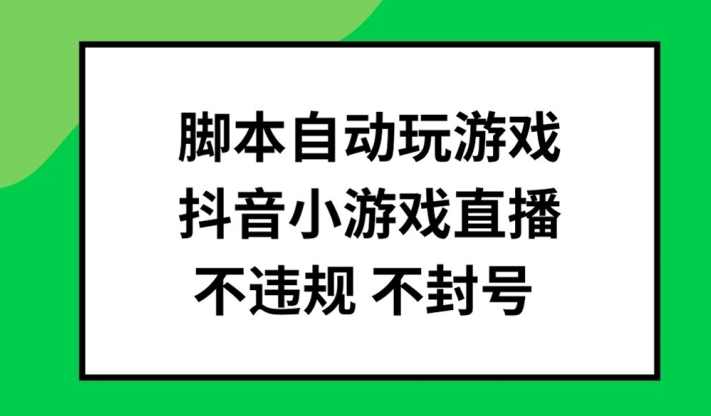 脚本自动玩游戏，抖音小游戏直播，不违规不封号可批量做【揭秘】-财兔窝项目网