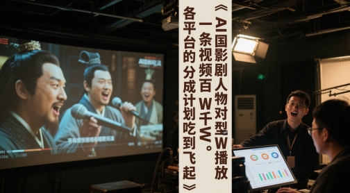 AI三国影视剧人物对口型唱歌玩法，一条视频百W千W播放，各平台的分成计划吃到飞起-财兔窝项目网