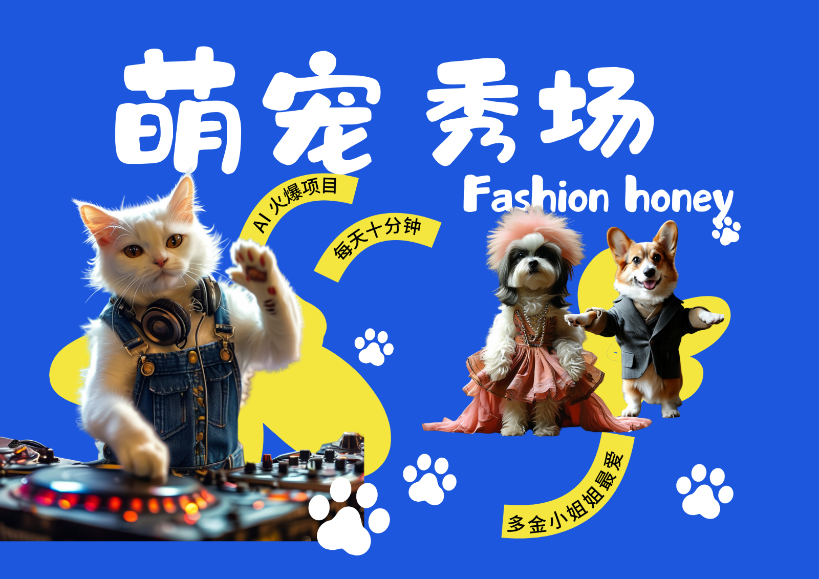 酷飒动物跳舞走秀 时尚喵FASHION汪 多金小姐姐最爱的 轻松月入破W-财兔窝项目网