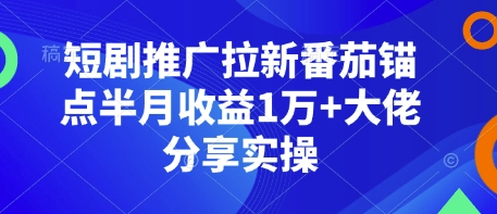 短剧推广拉新番茄锚点半月收益1万+大佬分享实操-财兔窝项目网