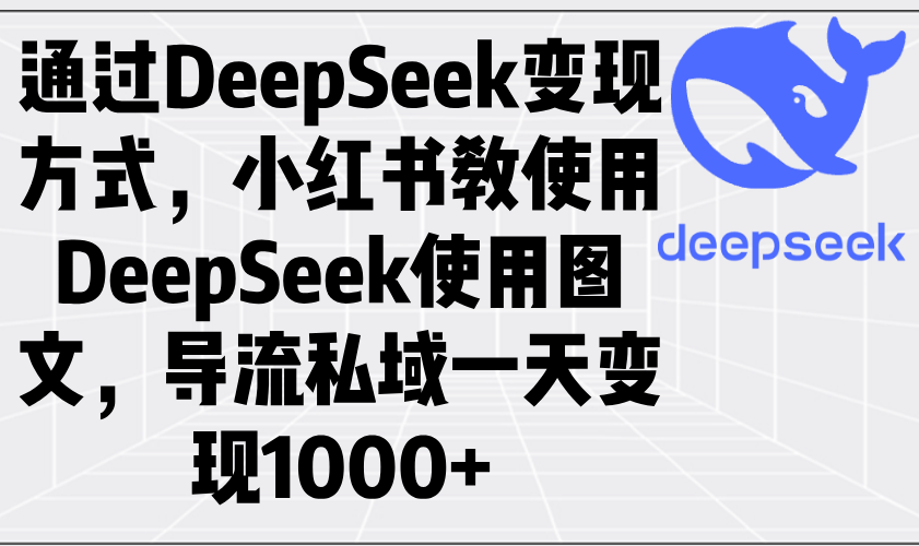 通过DeepSeek变现方式，小红书教使用DeepSeek图文，导流私域一天变现1000+-财兔窝项目网