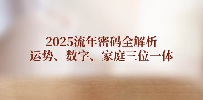 2025流年密码全解析，运势、数字、家庭三位一体-财兔窝项目网