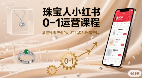 珠宝人小红书0-1运营课程，掌握珠宝行业的小红书多种账号玩法-财兔窝项目网