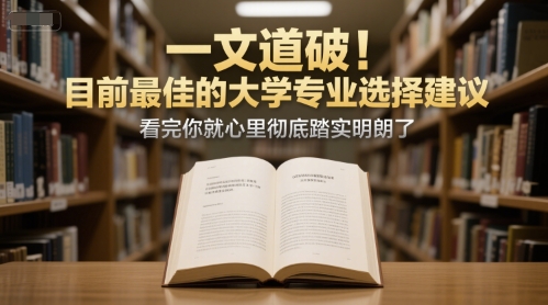 付费文章：一文道破！目前最佳的大学专业选择建议，看完你就心里彻底踏实明朗了-财兔窝项目网