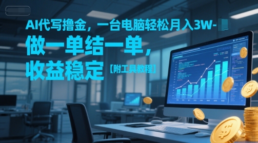 AI代写撸金，一台电脑轻松月入1-3W，做一单结一单，收益稳定【附工具教程】-财兔窝项目网