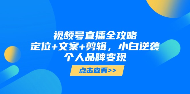 视频号直播全攻略，定位+文案+剪辑，小白逆袭个人品牌变现-财兔窝项目网