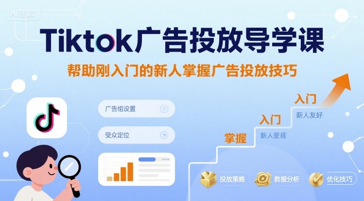 Tiktok广告投放导学课，帮助刚入门的新人掌握广告投放技巧-财兔窝项目网