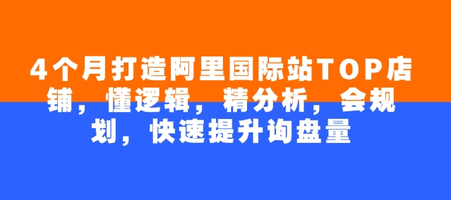 4个月打造阿里国际站TOP店铺，懂逻辑，精分析，会规划，快速提升询盘量-财兔窝项目网