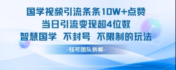 国学视频引流条条10W+点赞当日引流变现超4位数-财兔窝项目网