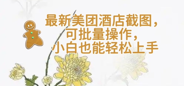 【轻云】最新美团酒店截图，可批量操作，小白也能轻松上手-财兔窝项目网