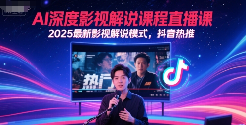AI深度影视解说课程直播课，2025最新影视解说模式，抖音热推-财兔窝项目网