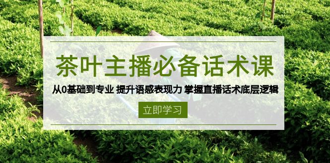 茶叶 主播必备话术课 从0基础到专业 提升语感表现力 掌握直播话术底层逻辑-财兔窝项目网