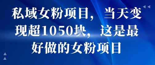 私域女粉项目，当天变现超1k，这是最好做的女粉项目，可放大操作-财兔窝项目网