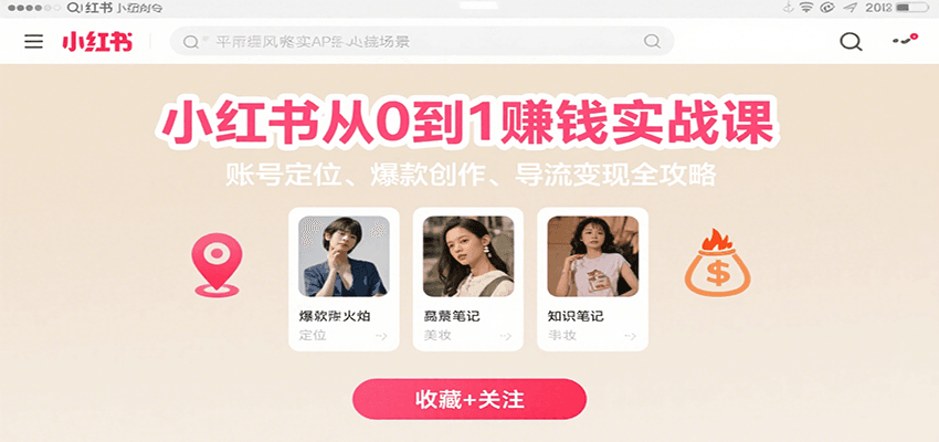 小红书从0到1赚钱实战课：账号定位、 爆款创作 、导流变现全攻略-财兔窝项目网