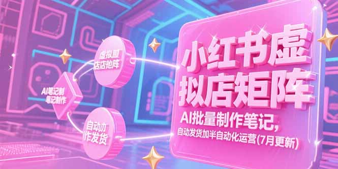 小红书虚拟店矩阵，AI批量制作笔记，自动发货加半自动化运营(7月更新-财兔窝项目网