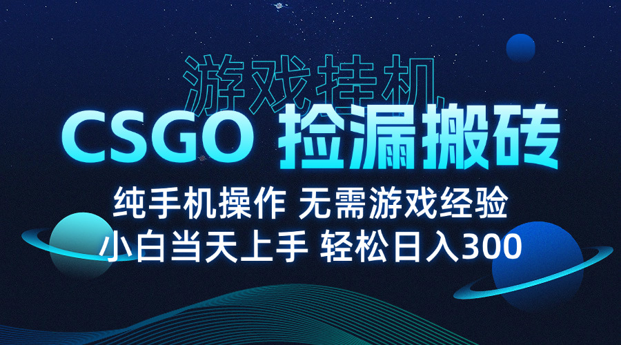 8月最新游戏搬砖，CSGO纯挂机，不需要玩游戏，实现真挂机，月入1W+-财兔窝项目网