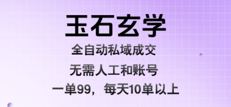 玉石玄学全自动私域成交，一单99每天十单以上，无需人工和矩阵账号，蓝海项目直接干【揭秘】-财兔窝项目网
