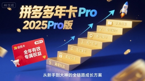 拼多多年卡2025Pro版，五大板块从认知到基础、从推广到活动、从活动到玩法-财兔窝项目网