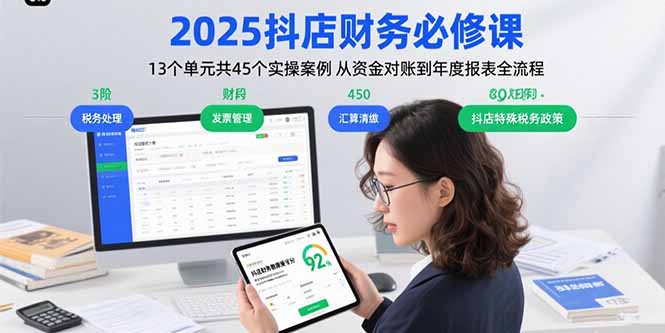 2025抖店财务必修课：13个单元共45个实操案例 从资金对账到年度报表全流程-财兔窝项目网