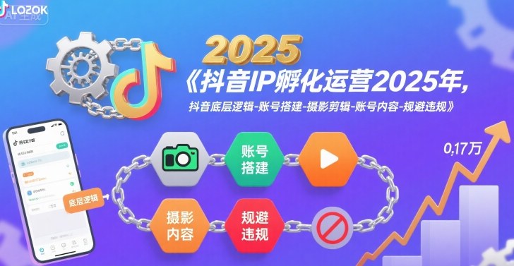 抖音IP孵化运营2025年，抖音底层逻辑-账号搭建-摄影剪辑-账号内容-规避违规-财兔窝项目网