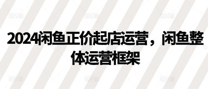 2024闲鱼正价起店运营，闲鱼整体运营框架-财兔窝项目网