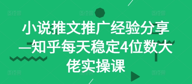 小说推文推广经验分享—知乎每天稳定4位数大佬实操课-财兔窝项目网