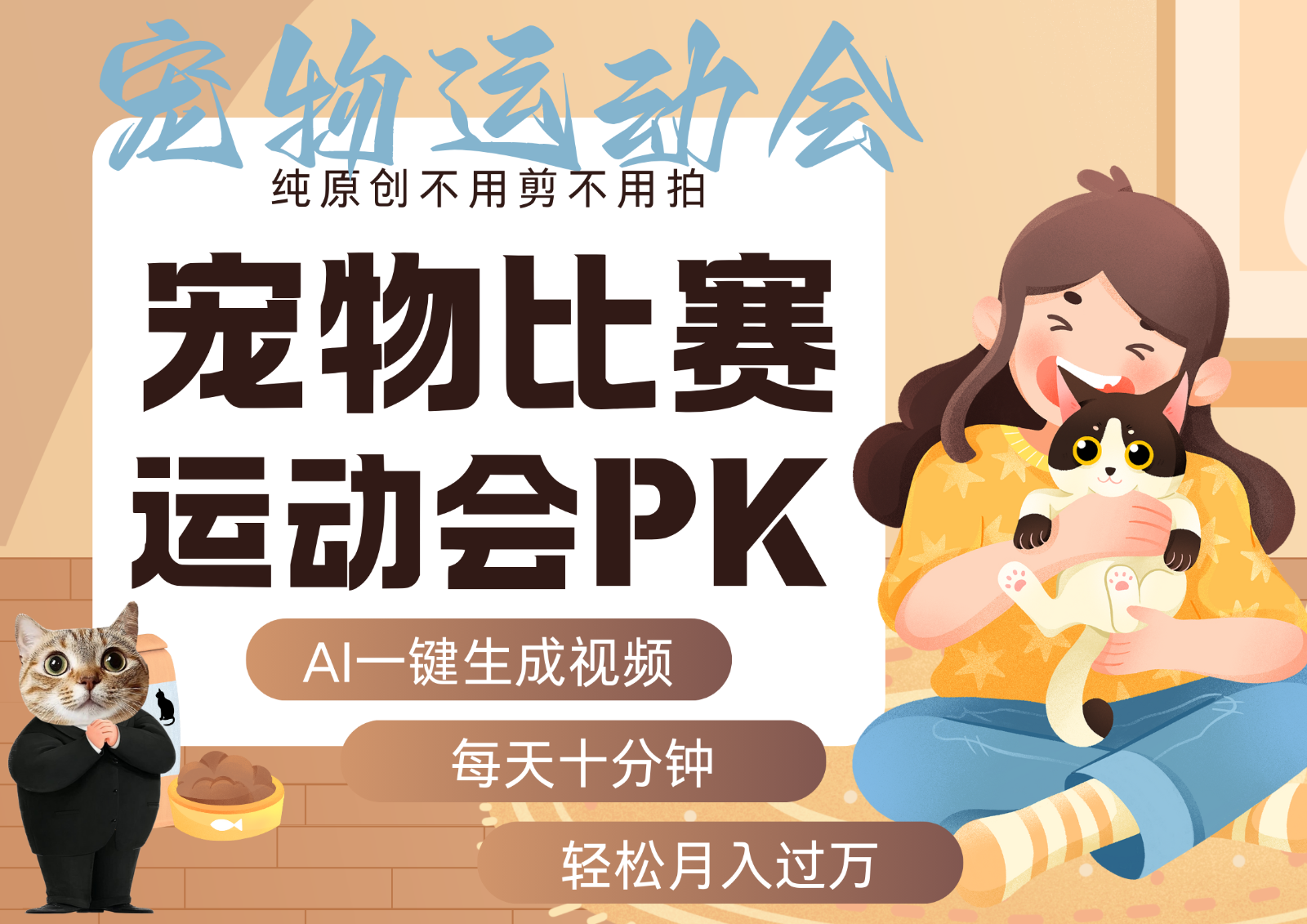 AI萌宠运动员跳水 射击 篮球 足球比赛 每天十分钟 附详细提示词文案库 代替做…-财兔窝项目网