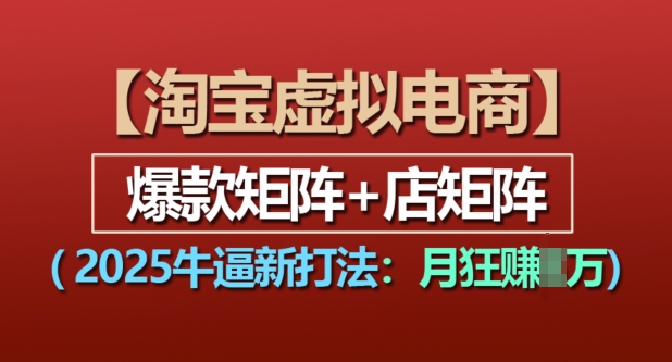 淘宝虚拟电商，2025牛逼新打法：爆款矩阵+店矩阵，月入过万-财兔窝项目网