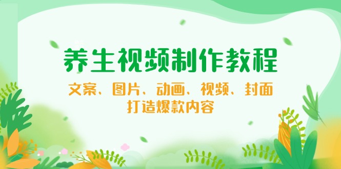 养生视频制作教程，文案、图片、动画、视频、封面，打造爆款内容-财兔窝项目网