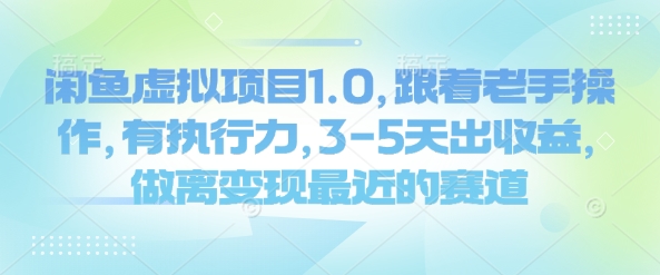 闲鱼虚拟项目1.0，跟着老手操作，有执行力，3-5天出收益，做离变现最近的赛道-财兔窝项目网