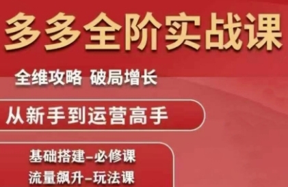 拼多多全阶实战课程，全维攻略，破局增长，从新手到运营高手-财兔窝项目网