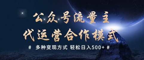 公众号流量主代运营  多种变现方式 轻松日入5张【揭秘】-财兔窝项目网