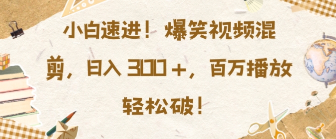 小白速进，爆笑视频混剪，日入3张，百万播放轻松破【揭秘】-财兔窝项目网