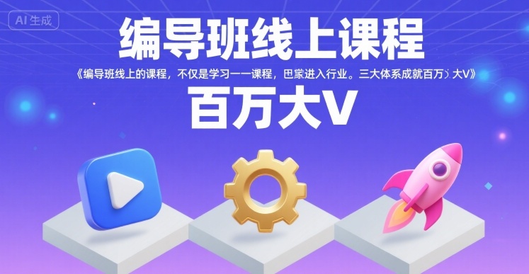 编导班线上课程，不仅是学习一门课程，更是进入一个行业，三大体系成就百万大V-财兔窝项目网