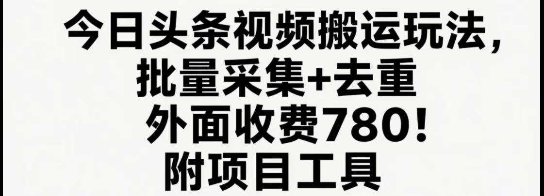 今日头条视频搬运玩法，软件一键去重，轻松日入500+附项目工具-财兔窝项目网