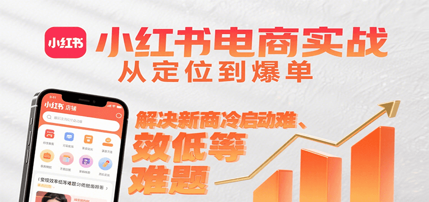 小红书电商实战，从定位到爆单解决新商冷启动难、变现效率低等难题-财兔窝项目网