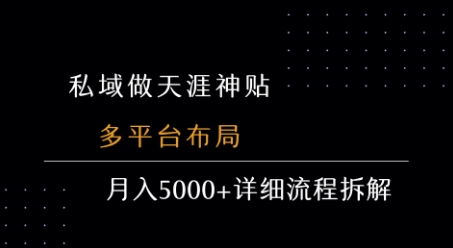 私域做天涯神贴 多平台布局 月入5k+详细流程拆解-财兔窝项目网