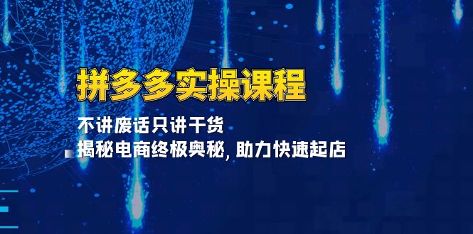拼多多实操课程：不讲废话只讲干货, 揭秘电商终极奥秘,助力快速起店-财兔窝项目网